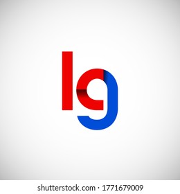 Vector Initial letter kg lowercase linked red blue logo isolated on white background. Modern design.