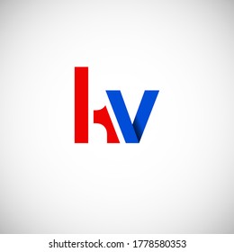 Vector Initial letter kv lowercase linked red blue logo isolated on white background. Modern design.