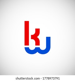 Vector Initial letter kw lowercase linked red blue logo isolated on white background. Modern design.