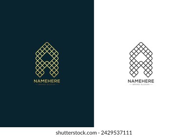 Vector initial letter a line art logo design template