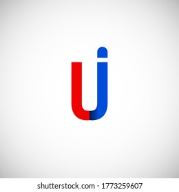 Vector Initial letter lj lowercase linked red blue logo isolated on white background. Modern design.