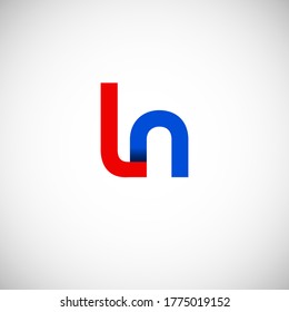 Vector Initial letter ln lowercase linked red blue logo isolated on white background. Modern design.