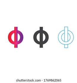 Vector Initial letter LO uppercase linked red blue logo isolated on white background. Modern design.