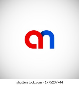 Vector Initial letter an lowercase linked red blue logo isolated on white background. Modern design.