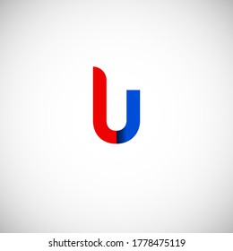 Vector Initial letter lu lowercase linked red blue logo isolated on white background. Modern design.