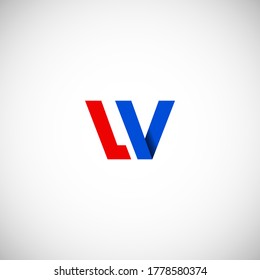 Vector Initial letter lv lowercase linked red blue logo isolated on white background. Modern design.