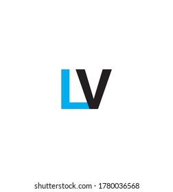 Vector Initial letter LV uppercase linked black and blue logo isolated on white background. Modern design 