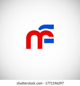 Vector Initial letter mf lowercase linked red blue logo isolated on white background. Modern design.