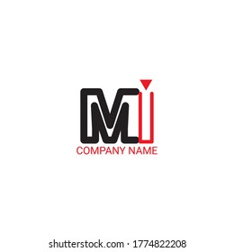 Vector Initial letter MI uppercase linked black logo isolated on white background. Modern design EPS 10.