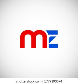 Vector Initial letter mz lowercase linked red blue logo isolated on white background. Modern design.