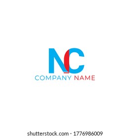 Vector Initial letter NC uppercase linked red and blue logo isolated on white background. Modern design EPS 10.