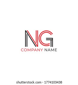 Vector Initial letter NG uppercase linked red and black logo isolated on white background. Modern design EPS 10
