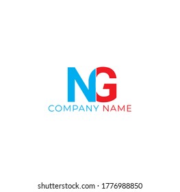 Vector Initial letter NG uppercase linked red and blue logo isolated on white background. Modern design EPS 10.