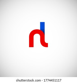Vector Initial letter nl lowercase linked red blue logo isolated on white background. Modern design.