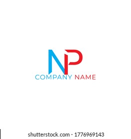 Vector Initial letter NP uppercase linked red and blue logo isolated on white background. Modern design EPS 10.