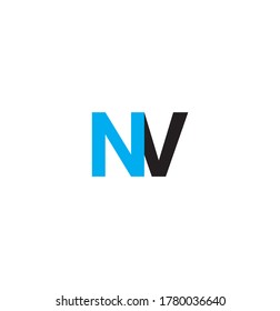 Vector Initial letter NV uppercase linked black and blue logo isolated on white background. Modern design 