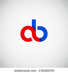 Vector Initial letter ob lowercase linked red blue logo isolated on white background. Modern design.
