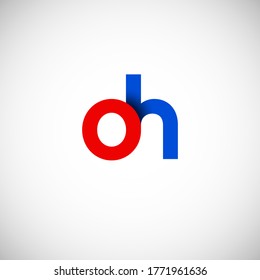 Vector Initial letter oh lowercase linked red blue logo isolated on white background. Modern design.