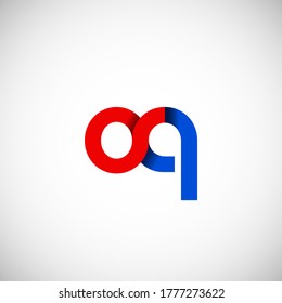 Vector Initial letter oq lowercase linked red blue logo isolated on white background. Modern design.