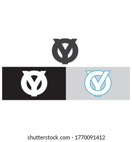 Vector Initial letter OY uppercase linked black logo isolated on white background. Modern design.