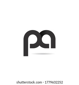 Vector Initial letter pa lowercase linked black logo isolated on white background. Modern design.