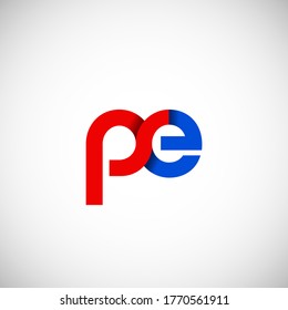 Vector Initial letter pe lowercase linked red blue logo isolated on white background. Modern design.
