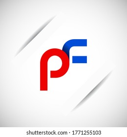 Vector Initial letter pf lowercase linked red blue logo isolated on white background. Modern design.
