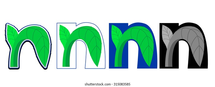 vector initial letter with a picture n letter-plant