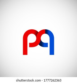 Vector Initial letter pq lowercase linked red blue logo isolated on white background. Modern design.