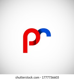 Vector Initial letter pr lowercase linked red blue logo isolated on white background. Modern design.