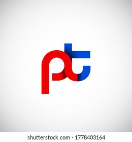 Vector Initial letter pt lowercase linked red blue logo isolated on white background. Modern design.