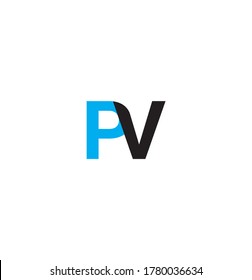 Vector Initial letter PV uppercase linked black and blue logo isolated on white background. Modern design 