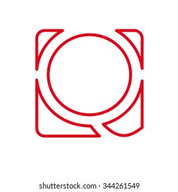 Vector initial letter Q. Sign made with red line 