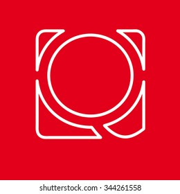 Vector initial letter Q. Sign made with red line 