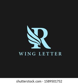 vector initial letter r business wing logo icon corporate technology concept blue color