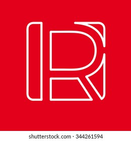 Vector initial letter R. Sign made with red line 