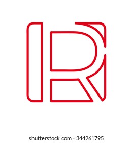 Vector initial letter R. Sign made with red line 