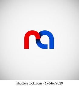 Vector Initial letter ra lowercase linked red blue logo isolated on white background. Modern design.