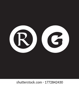 Vector Initial letter RG uppercase linked white logo isolated on black background. Modern design EPS 10