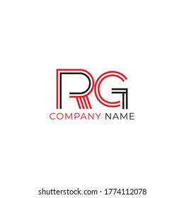 Vector Initial letter RG uppercase linked red and black logo isolated on white background. Modern design EPS 10