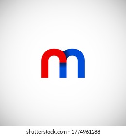 Vector Initial letter rn lowercase linked red blue logo isolated on white background. Modern design.