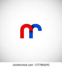 Vector Initial letter rr lowercase linked red blue logo isolated on white background. Modern design.