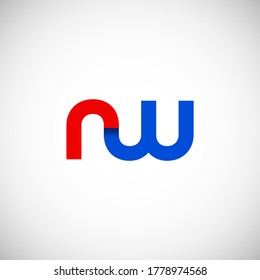 Vector Initial letter rw lowercase linked red blue logo isolated on white background. Modern design.
