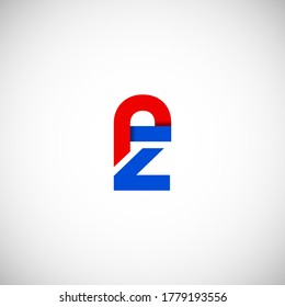 Vector Initial letter rz lowercase linked red blue logo isolated on white background. Modern design.