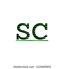 Vector Initial letter sc lowercase linked black and green logo isolated on white background. Modern design EPS 10.
