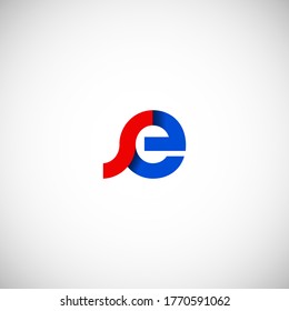 Vector Initial letter se lowercase linked red blue logo isolated on white background. Modern design.