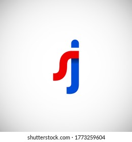 Vector Initial letter sj lowercase linked red blue logo isolated on white background. Modern design.