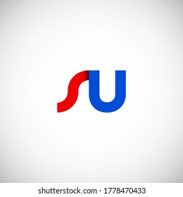 Vector Initial letter su lowercase linked red blue logo isolated on white background. Modern design.