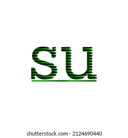 Vector Initial letter Su lowercase linked black and green logo isolated on white background. Modern design EPS 10.