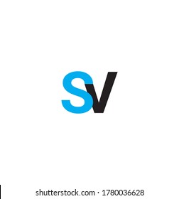 Vector Initial letter SV uppercase linked black and blue logo isolated on white background. Modern design 